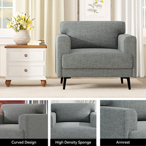 Fauteuil d'appoint en tissu, zone d'assise plus large, éponge haute densité, design incurvé, respectueux de la peau, imperméable, appartement, salle à manger, hôtel - Product Image 5