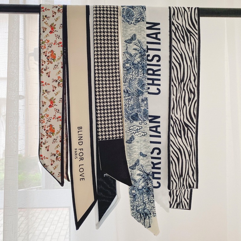 Многоцелевая повязка на голову во французском стиле, шелковый шарф, шейный платок, атласные аксессуары для волос для девушек, лента для волос