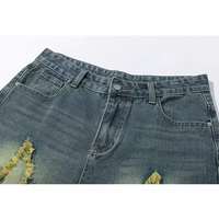 Shorts de course streetwear brodés et déchirés, respirants, en coton vintage, style designer, pour hommes