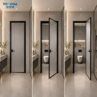 Porte de salle de bain en alliage d'aluminium, verre trempé 6-8 mm, portes de douche pivotantes en fibre de verre, garantie 5 ans, finition sur mesure pour cuisine