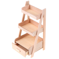 Model Furnitur Mini Berkualitas Tinggi Rak Bunga Simulasi Kayu Miniatur Rak Bunga Kayu untuk Rumah