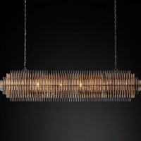 Lustre long JIYUANLUX de style nordique en acier et albâtre, taille moyenne, éclairage LED, finition dorée, garantie de 3 ans pour salon