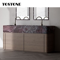 Tostone, magnifique vasque en marbre rouge Rosso naturel, design simple pour appartements, villas, hôtels, décoration intérieure de salle de bain