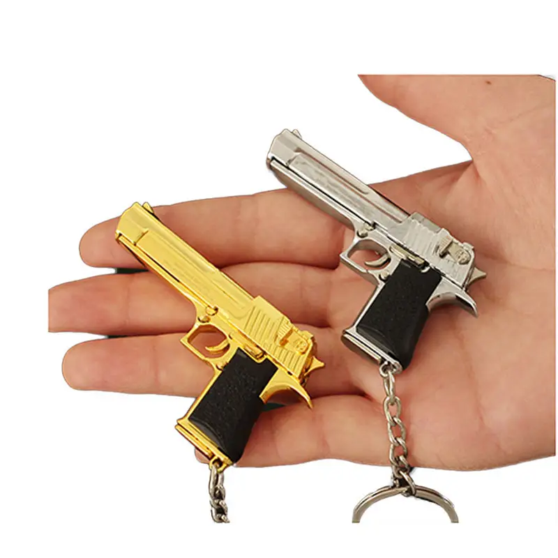 มินิทองปืนพวงกุญแจปืนของเล่นทะเลทราย Eagle จี้ปืนของเล่นสมจริงรุ่นมินิพวงกุญแจพวงกุญแจโลหะ Golden Desert Eagle
