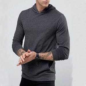 Maglietta a manica lunga <span class=keywords><strong>con</strong></span> <span class=keywords><strong>cappuccio</strong></span> in bianco maglietta tascabile di canguro per gli uomini - Product Image 1
