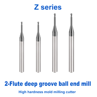 Fraise à queue sphérique en carbure CNC 2 mm, 2 cannelures, pour usinage de rainures profondes, haute dureté, service OEM ODM personnalisé