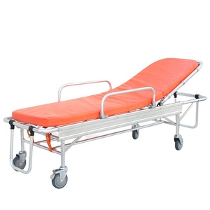 Camilla de Ambulancia Profesional con Respaldo Ajustable, Marco de Aluminio, 4 Ruedas y Almacenamiento para Transporte de Pacientes - Product Image 1