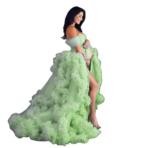 Robe de soirée en satin de grande taille robe de bal de maternité et de <span class=keywords><strong>grossesse</strong></span> avec fermeture à pull tenue de séance photo antistatique - Product Image 1