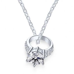 Dylam Exclusive Design Minimalist 925 Sterling Silver Link Chain Crown <b>Ring</b> Pendant <b>Necklace</b> - Product Image 1