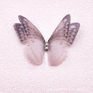 Üretici doğrudan satış kelebek saç tokası aksesuar çift katmanlı ipek renkli kumaş tatlı tarzı giyim aksesuar Metal - Product Image 3