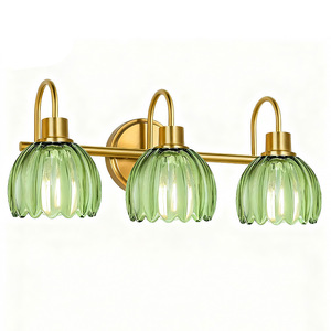 <b>Wall</b> Lamp Green Glass Shade Copper Body E27 LED <b>Wall</b> Mounted European Style Bedroom Living Room <b>Lighting</b> - Product Image 5