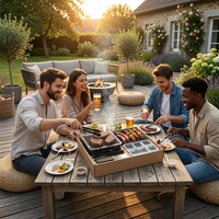 Nouveau modèle haut de gamme de boîte de cuisson au charbon de bois en alliage d'aluminium, de style arabe moderne et luxueux, pour plats à emporter et bento, avec dispositif de sécurité anti-flamme et revêtement antiadhésif