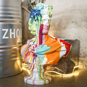 Statue de <span class=keywords><strong>David</strong></span> en graffiti personnalisée, buste de <span class=keywords><strong>David</strong></span>, peinture sur toile en graffiti, sculpture de personnage peinte nordique, décoration - Product Image 3