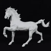 Statue d'animal en résine de cheval noir et blanc grandeur nature en fibre de verre, décoration artisanale réaliste d'animaux de jardin en fibre de verre