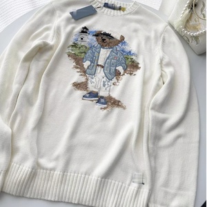 เสื้อสเวตเตอร์คอกลม RL/Sweep Size 25 Years Bear รุ่นใหม่ประจำฤดูใบไม้ร่วง/ฤดูหนาว ผ้าฝ้าย 100% ปักลายการ์ตูนอย่างดีสำหรับผู้ชายและผู้หญิง - Product Image 1