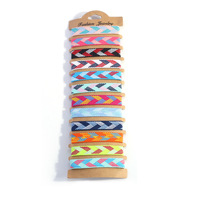 12Pcs Set Gelang Tenun Bohemian Warna-warni Gaya Etnik Nepal Gelang Persahabatan Geneva dengan Rumbai Modis