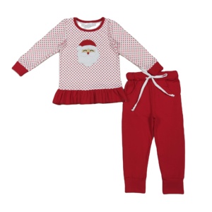 ชุด GLP2708ลายซานต้าแขนยาวสำหรับเด็กผู้หญิงขายส่งชุดปักลายซานต้าลายสีแดงเล็กๆสำหรับฤดูใบไม้ร่วง - Product Image 1