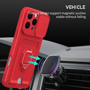 Funda protectora de silicona para iPhone con soporte de anillo magnético y diseño de cartera azul marino - Product Image 5