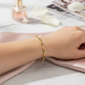 <b>Emerald</b> Stone Fashion Bracelet Turkish Wholesale Handmade 925 Sterling Silver Jewelry for Women - Product Image 3