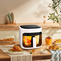 Friteuse à air carrée 8L avec fenêtre, machine à frites en verre, friteuse électrique multifonction grande capacité pour la maison
