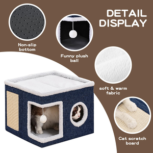 Cama para Gatos Ecológica, Moderna, de Tela de Lino, Plegable, Multifuncional, Desmontable, Lavable y Resistente a Arañazos - Product Image 2