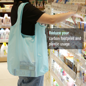 Sac de courses réutilisable en polyester RPET, grand sac pour femme, pochette en nylon personnalisée, sac fourre-tout écologique pliable et portable pour les courses au supermarché - Product Image 6