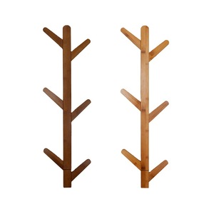 Wall Mounted Coat Rack Tree Branch Design 6 <b>Hooks</b> Solid Wood Natural Color For Entryway Wall Storage - Product Image 2