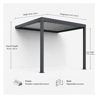 Pergolas de jardin bioclimatiques murales, pergola à lames orientables, auvent de pergola, pergola en aluminium, panneaux de pergola pour terrasse, villa, pont
