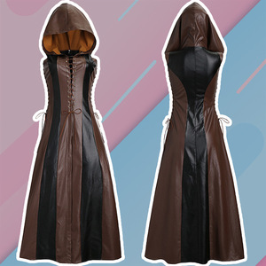 Disfraz de Arquera para Mujer con Capucha, Vestido Largo de Cuero Sintético sin Mangas, Disfraz Medieval para Adultos, Traje de Guerrero para Halloween - Product Image 2