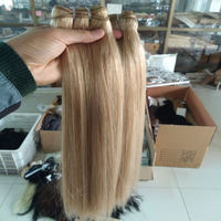 Harga Grosir 14A Kualitas Terbaik Kutikula Rapi 8/60 #   Rambut Asli Manusia Rusia Double Drawn Weave Bundles Hair Weft