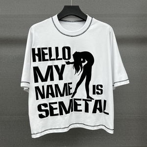 เสื้อยืดคอกลมทรงโอเวอร์ไซส์ผ้าคอตตอนถักเนื้อหนัก 280 กรัม พิมพ์ลายกราฟิกสำหรับผู้ชาย สกรีนโลโก้ตามสั่ง ปักลายสไตล์สตรีทแวร์ - Product Image 1