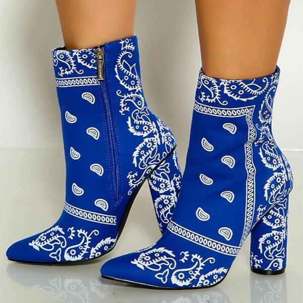 CS043 Wholesale fall and winter thick heel boots for ladies bandana mid - heels boots women shoes