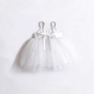 Abito da principessa in tulle <span class=keywords><strong>per</strong></span> bambina, abito da festa estivo bianco con fiocco sul retro <span class=keywords><strong>per</strong></span> bambine - Product Image 1