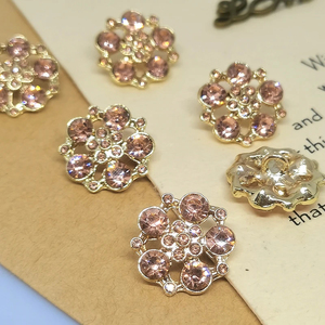 Botones de Metal de flor de diamantes de imitación rosa dorado para ropa, botón de decoración de moda de diamante brillante grande de lujo para abrigo de mujer - Product Image 5