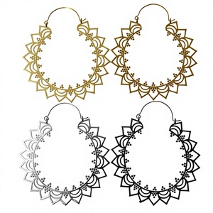 Indian Saw Tribal Earrings Ear Weights Large <b>Gold</b> <b>Hoop</b> Earrings Tribal Jewelry Ethnic Jewelry Ear Weights Belly Dance Jew - Product Image 3