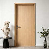 Porte extérieure moderne en bois, finition naturelle, grain MDF, isolation phonique, pour cuisine, école, usage extérieur.