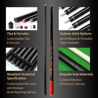 Queue de billard Predator certifiée ISO tige en fibre de carbone de 14mm de haute qualité avec manchon bout à bout en ébène directement de l'usine en Chine