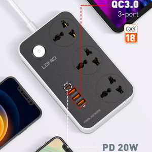 LDNIO SC3412 estensione presa di corrente UK/<span class=keywords><strong>EU</strong></span>/US presa di corrente presa di corrente a 3 vie presa di corrente USB PD da 20W - Product Image 3