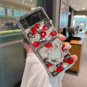 Per Samsung Galaxy Z Flip5/6 custodia per telefono con strass di lusso ZFlod6/5 papillon <span class=keywords><strong>topolino</strong></span> specchio per trucco avanzato - Product Image 2