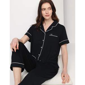 Conjunto de Pijama Premium para Mujer, de Lujo, de Bambú, de Dos Piezas, Manga Corta, Ropa de Dormir de Bambú, Algodón y Modal, Conjuntos para Descansar - Product Image 2