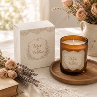 Boîte à bougies en papier semence, design script vintage, emballage pliable écologique et plantable pour bougies de soja, faible MOQ