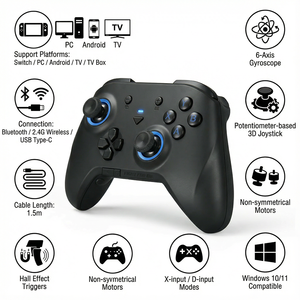 Manette de <span class=keywords><strong>jeu</strong></span> sans fil YJT-CJP2030 2,4 GHz avec joystick, bouton turbo, volant de <span class=keywords><strong>jeu</strong></span> pour PC <span class=keywords><strong>Steam</strong></span> <span class=keywords><strong>Deck</strong></span> Android/iOS - Product Image 4