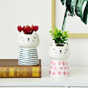 Pot à succulentes en céramique en forme de chat, fournisseur direct pour le marché transfrontalier, vente en gros - Product Image 1