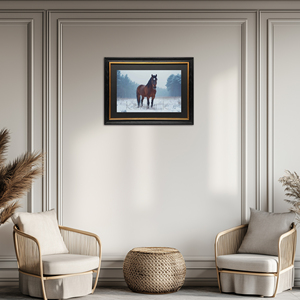 Impression sur toile moderne de cheval <span class=keywords><strong>solitaire</strong></span> suspendu en hiver, présence majestueuse, champs enneigés, décoration murale, 40x50cm, plusieurs couleurs - Product Image 6