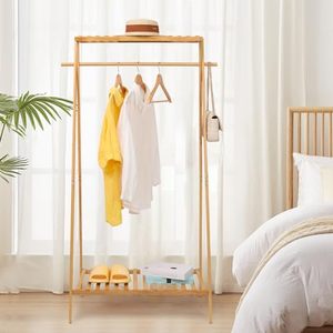 Factory Custom Wood Multifunction <b>Clothes</b> Hanging Rack OEM ODM Bespoke Double Layer Non-Folding Storage <b>Shelf</b> - Product Image 2