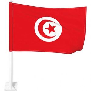 Drapeaux de voiture tunisiens en gros 12x18 pouces, bannière décorative à clipser pour fenêtre extérieure de camions - Product Image 1