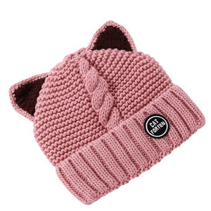 Neue Mode Tiktok Cute <span class=keywords><strong>Cat</strong></span> Ears Strick Toque Winter Beanie Hut für Frauen und Mädchen - Product Image 2