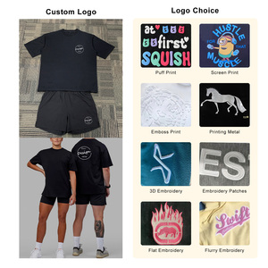 Vente en gros personnalisé 95% coton 5% Spandex bouffée impression unisexe Gym Fitness ensembles respirant haute élastique tenue de sport ample été - Product Image 2