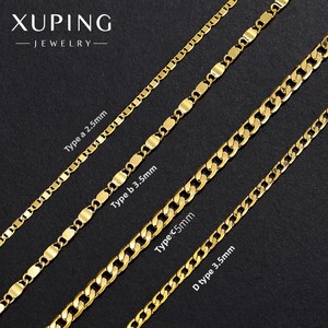 XUPING Catena a maglie cubane placcata oro 24K, Collana in rame alla moda per ciondoli, Gioielli all'ingrosso - Product Image 3