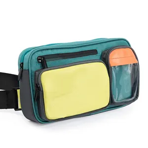 多功能旅行手提箱彩色对比激光斜挎包兼容便携式储物袋